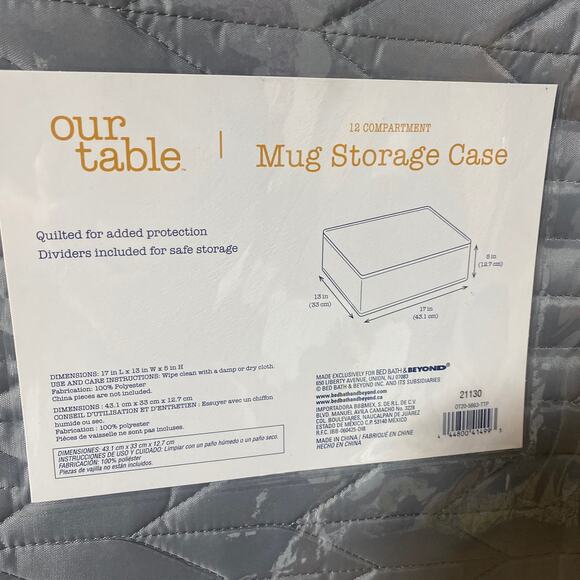 Our Table Quilted Mug Storage Case in Grey - Picture 2 of 2